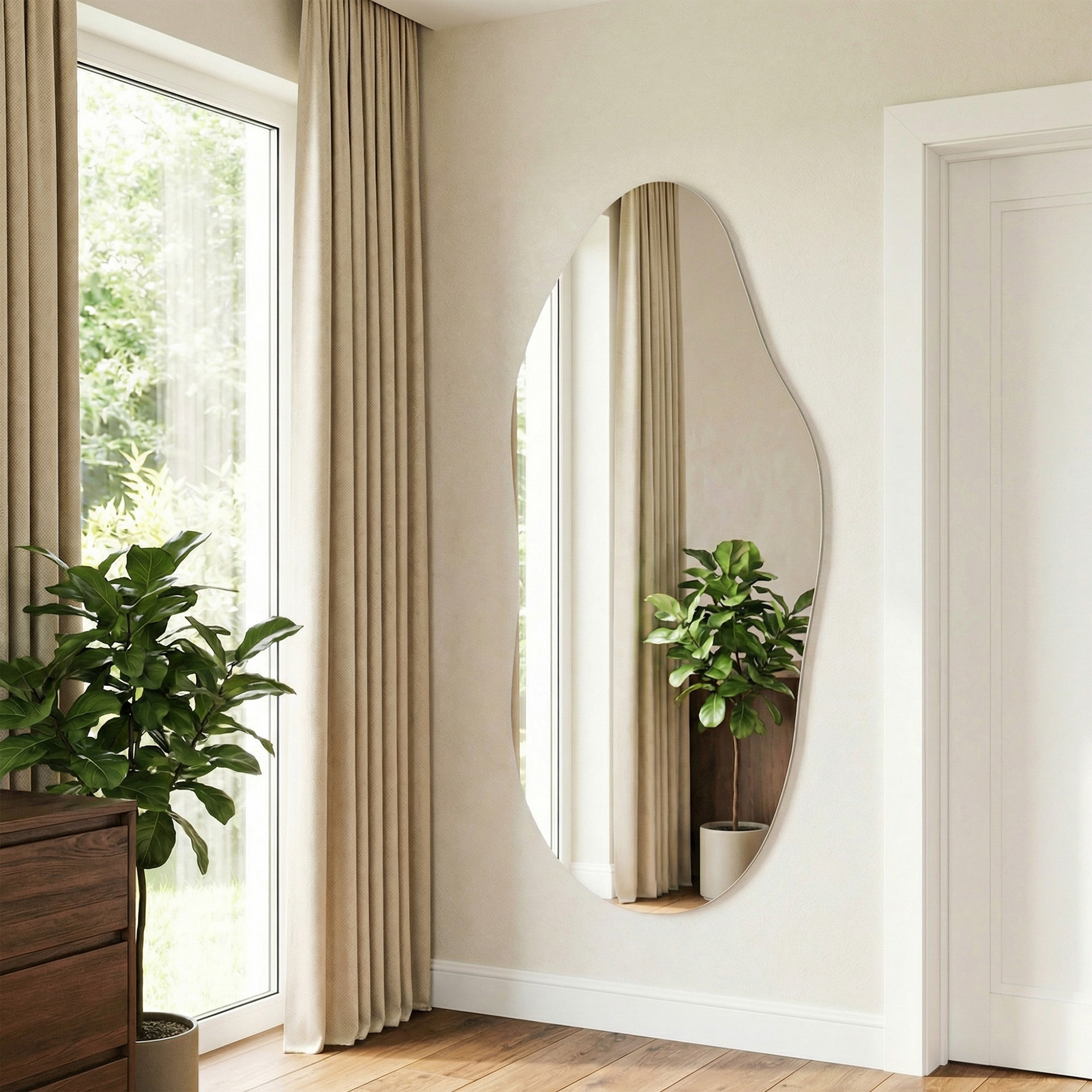 Dovelina 71"H x 35"W Asymmetrical Wall Mirror Decorative Full Length Mirror Modern Bathroom Mirror for Living Room Dining Room Entryway Bedroom