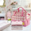 Racxily 5PCS Baby Nappy Diaper Bags Set Mummy Diaper Shoulder Bags w/ Nappy Changing Pad Insulated Pockets Travel Tote Bag - 2 of 4