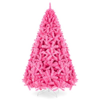 Best Choice Products Artificial Pink Christmas Full Tree Festive Holiday Decoration w/ Stand