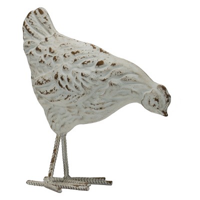 Rustic Antique White Metal Hen Figurine - Foreside Home & Garden