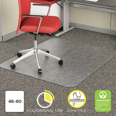 Clear Rectangular Studded Chair Mat for Flat Pile Carpet, 46 x 60