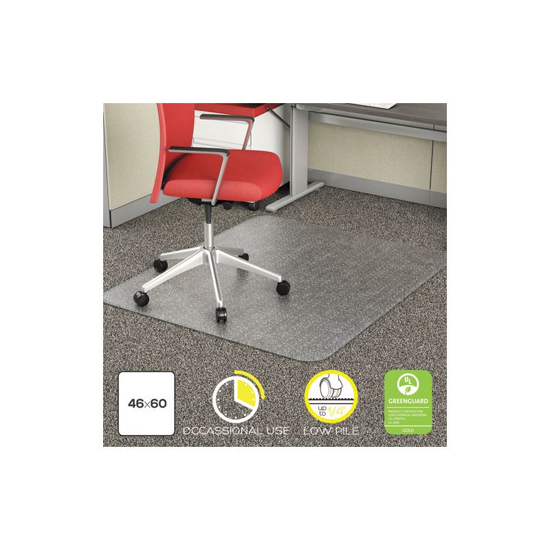 Alera Occasional Use Studded Chair Mat for Flat Pile Carpet, 46 x 60, Rectangular, Clear, 2 of 8