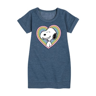 - Peanuts - Snoopy Heart Graphic Short Sleeve Fleece Dress