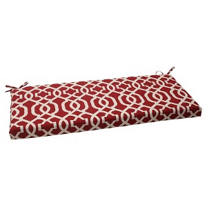 Outdoor Bench Cushion - Red/White Geometric