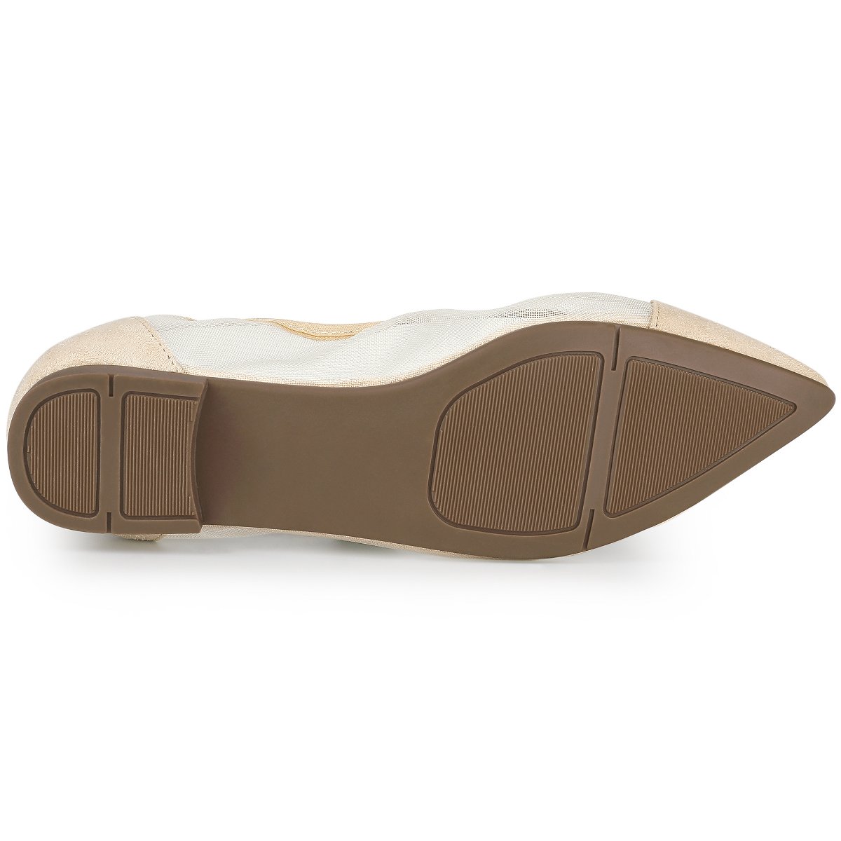Обувь Allegra K Women's Closed Pointed Toe Slip-On Mesh Ballet Flats Beige 6 — фото 6