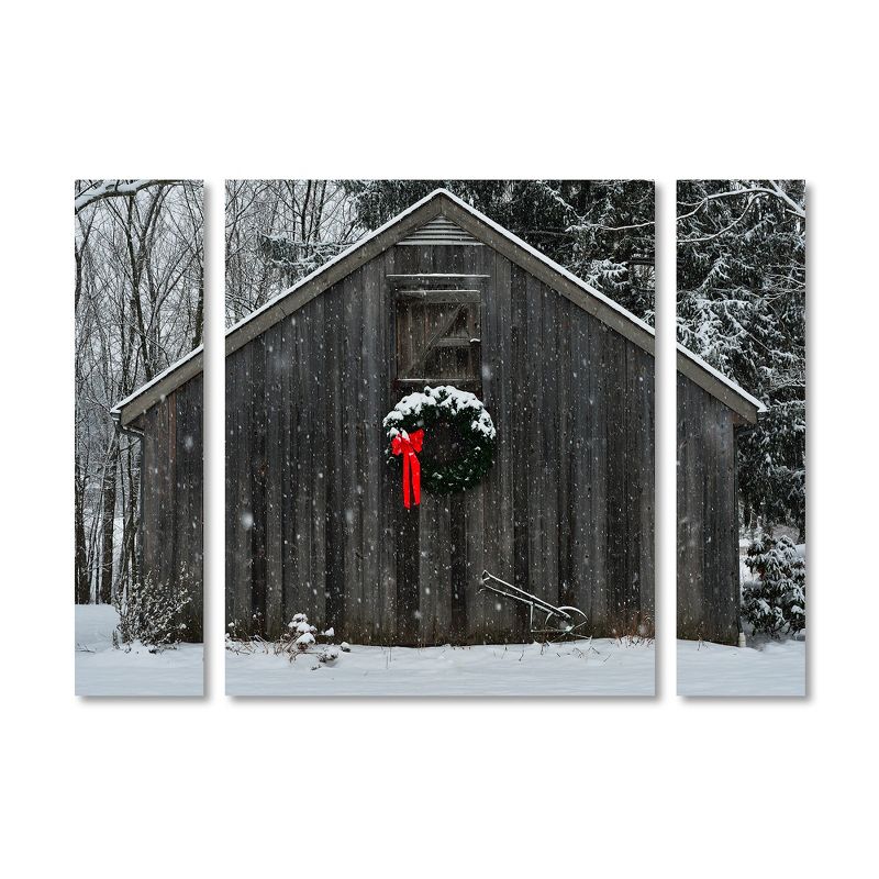 Trademark Fine Art -Kurt Shaffer 'Christmas Barn in the Snow' Multi Panel Art Set Large, 2 of 4