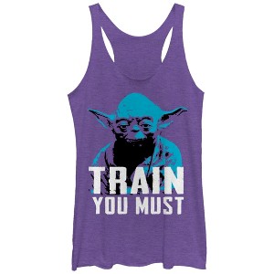 Women's Star Wars Yoda Small You are Train You Must Racerback Tank Top - 1 of 3
