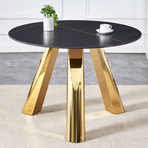 NicBex Modern 42 Inch Round Coffee Table with Silver/Gold Stainless Steel Legs for Living Room,Bedroom - 1 of 4