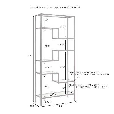 Sloane Gold Steel Geometric Etagere with Glass Shelves