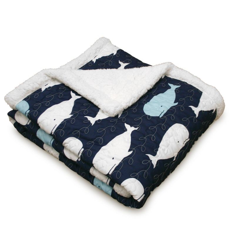 50&#34;x60&#34; Kids&#39; Whale Faux Shearling Throw Navy - Lush D&#233;cor, 4 of 12