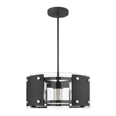 Black and Brushed Nickel Mini Drum Pendant Light