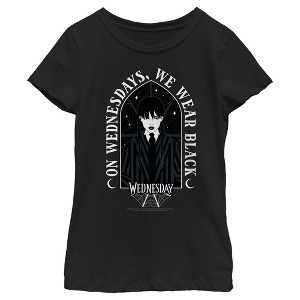 Girl's Wednesday We Wear Black Portrait T-Shirt - 1 of 4