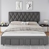 coucheta Upholstered Platform Bed Frame with Storage Drawers - 3 of 4