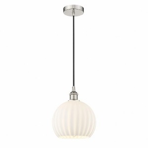 White Venetian - 1 Light Cord Hung Mini Pendant In Modern Style-11.75 Inches Tall and 10 Inches Wide - 1 of 1