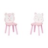 Vynxaria Kids Table and Chair Set - 3-Piece Wooden Activity Set with Animal Backrests (Pink & White) - 3 of 4