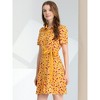 INSPIRE CHIC Women's Short Sleeve Contrast Collar Belted Floral Shirt Dress - 3 of 4