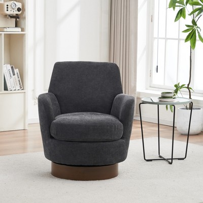 Zeus & Ruta Polyester Swivel Accent Chairs Armchair with Gold Stainless Steel Base for Living Room
