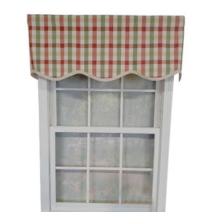 RLF Home Bison Check Trimmed Provance 3" Rod Pocket Lining Luxurious and Elegant Window Treatment Valance 50" x 15" Multi - 1 of 4