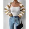 Coolmee Women's Long Sleeve Open Front Knitted Crop Cardigan Drop Shoulder Color Block Striped Bolero Shrug Sweater - 4 of 4