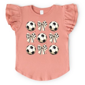 The Juniper Shop Soccer Ball Bows Stacked Flutter Sleeve Tee - 1 of 4