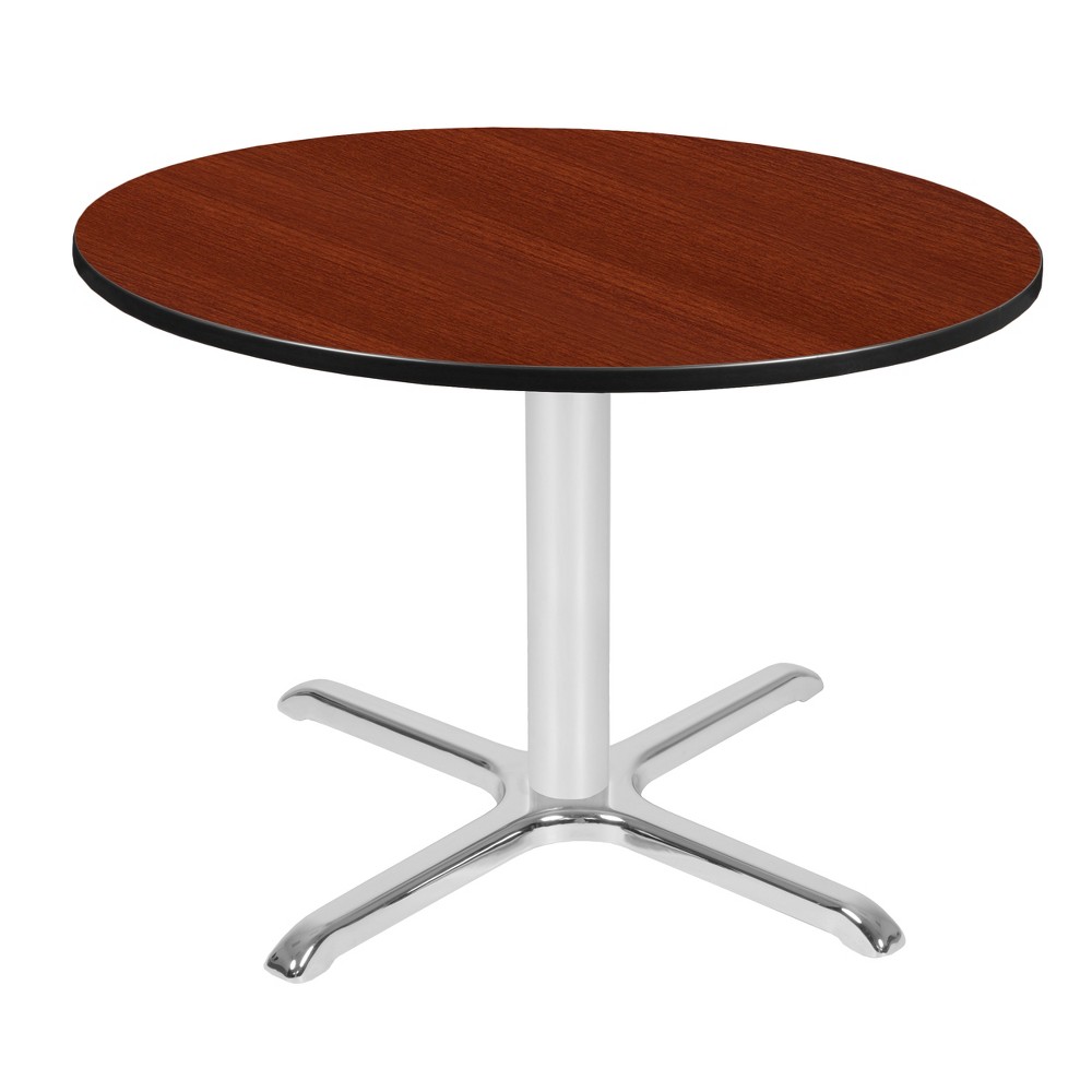 42 Via Round X Base Dining Table Cherry Chrome Regency For Sale