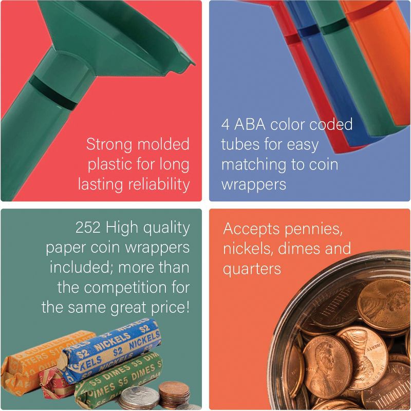 Nadex Coins™ 252 Coin Wrappers with Coin-Sorter Tubes, 5 of 6