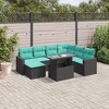 vidaXL Patio Sofa Set with Cushions and Table Outdoor 8 Piece Poly Rattan - Black - 2 of 4