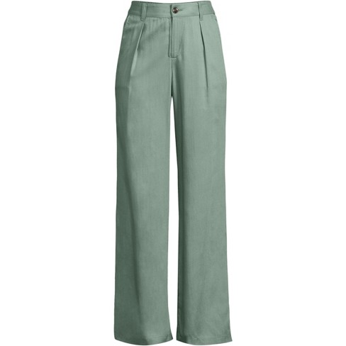 Lands' End Women's High Rise Pleated Tencel™ Fiber Wide Leg Pants - 8 ...