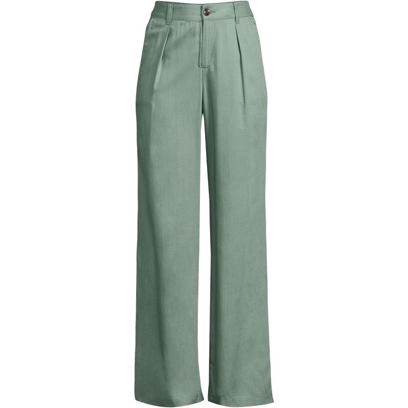Lands' End Women's High Rise Elastic Back Pleated Wide Leg Pants made with TENCEL Fibers, 3 of 5