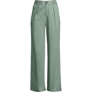 Lands' End Women's High Rise Elastic Back Pleated Wide Leg Pants made with TENCEL Fibers