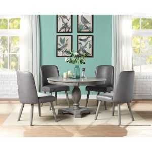 5-Piece Dining Set with Round Table and 4 Upholstered Chairs - 1 of 4