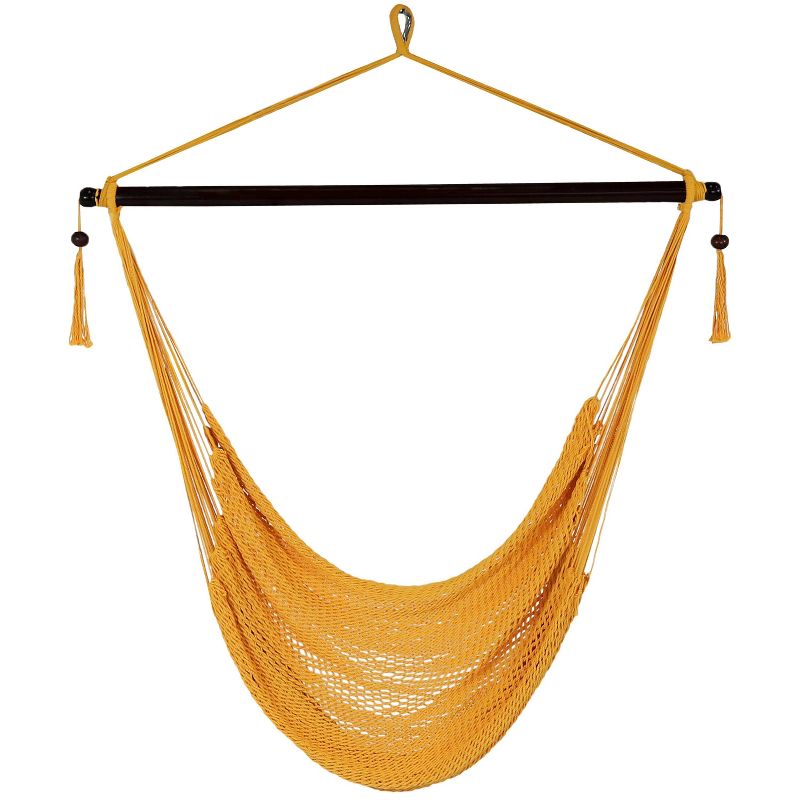 Sunnydaze Modern Boho-Style Soft-Spun Polyester Rope Hanging Caribbean XL Hammock Chair for Yard, Balcony, and Garden, 1 of 10