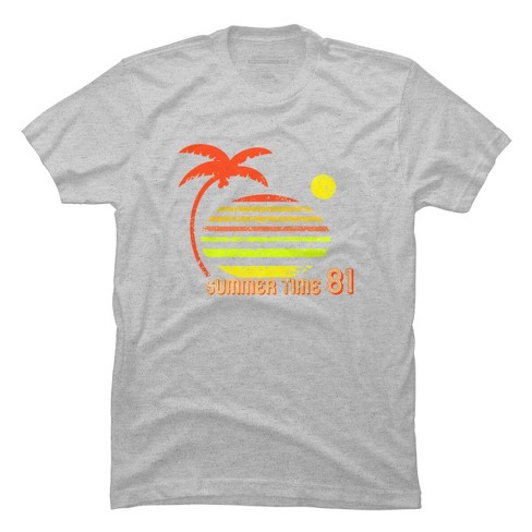 Men's Design By Humans Retro Summer Time Sunset 81 By Astrofire T-shirt -  Athletic Heather - 4x Large : Target