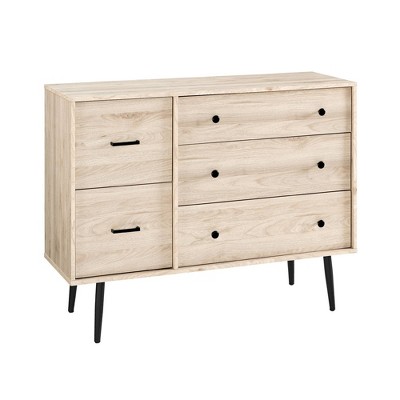 Ivora Lifted Mid-century Modern Asymmetrical 5 Drawer Dresser ...