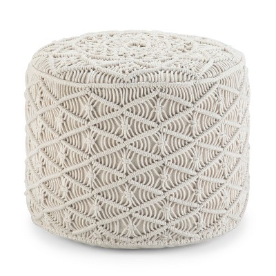 NicBex Round Macrame Pouf Ottoman Versatile Accent Furniture for Comfort and Additional Seating, Natural
