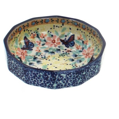 Blue Rose Polish Pottery Blue Butterfly Small Angular Bowl