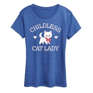 Women's - Instant Message - Childless Cat Lady Coquette Kitten Short Sleeve Graphic T-Shirt - 1 of 4