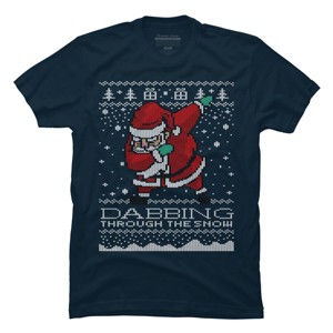Men's Design By Humans Dabbing Through The Snow Santa Shirt Ugly Christmas Sweater By vomaria T-Shirt - 1 of 4