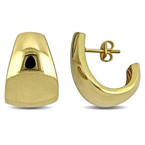 EVERLY JEWELRY | Silver Puffed Semi-Hoop Earrings– Multiple Metal Color Options - 1 of 4