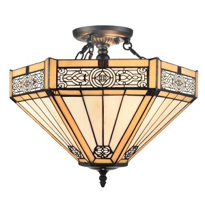 Claxy Tiffany Style Ceiling Light Stained Glass Semi Flush Mount Light - 1 of 4