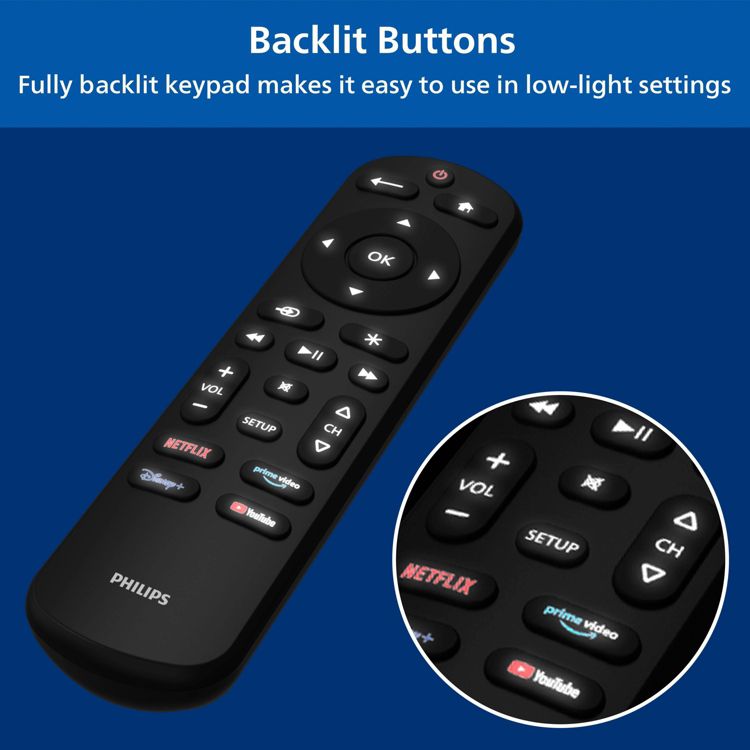 Philips OneTouch Universal Remote Control for Samsung Smart TV, LG, Sony, VIZIO, Fire TV, Roku TV, Remote Replacement, 3 of 7