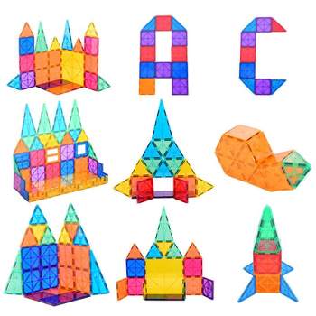 Link Magnetic Links 100-Piece Clear Colors Set, The Original Magnetic Building Tiles For Creative Open-Ended Play Multicolored
