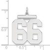 Black Bow Jewelry Sterling Silver, Athletic Collection, Large Polished Number 66 Pendant - 2 of 3