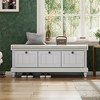 XINGHANZHENXUAN Classic Shoe Bench with Cushion & 3 Drawers, Fluted Entryway Storage Bench for Hallway, Living Room - 3 of 4