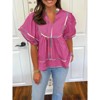Imily Bela Women's Doll Shirt Top V-Neck Short Lantern Sleeve Blouse Cute Ruffle Flowing Summer Top - 3 of 4