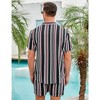 WhizMax Men's Beach Short-Sleeve Shirt and Shorts Striped Set - 4 of 4
