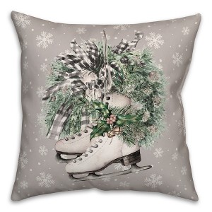 Creative Products Neutral Ice Skates Wreath 18 x 18 Spun Poly Pillow - 1 of 3