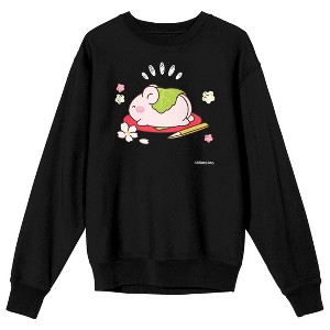 Mimi & Neko Nezu Chan On Lily Crew Neck Long Sleeve Men's Black Sweatshirt - 1 of 3