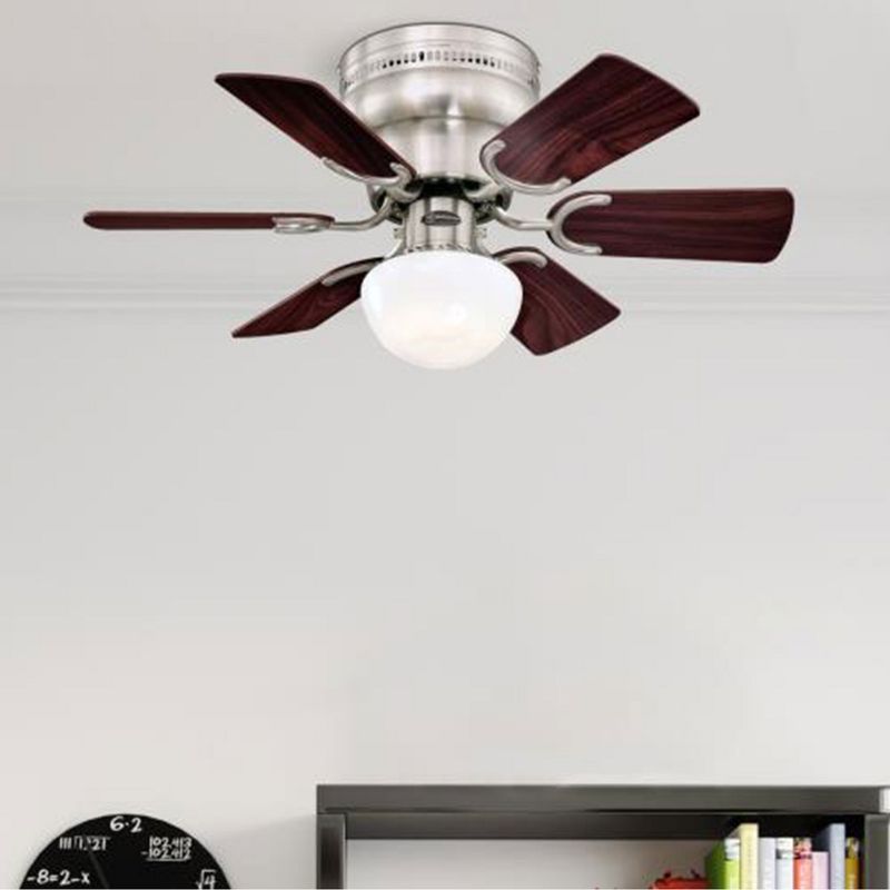 Westinghouse Hadley 30 Inch Brushed Nickel Finish Ceiling Fan with 6 Reversible Blades and Bowl Light Kit with 1 Candelabra Base Light Bulb, 5 of 7
