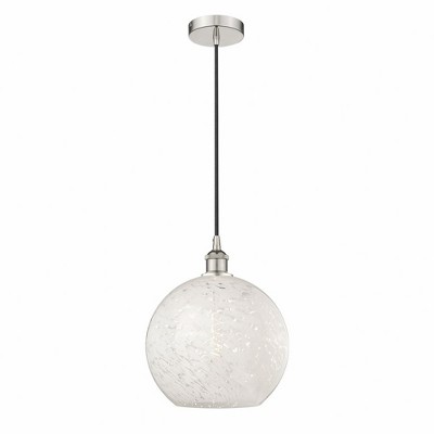 White Mouchette - 1 Light Cord Hung Pendant In Modern Style-13.5 Inches Tall and 12 Inches Wide